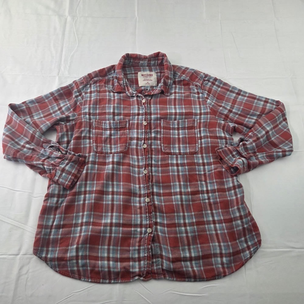 Mossimo Boyfriend Flannel Shirt Womens XXL Red Plaid Oversized Grunge Y2K Indie